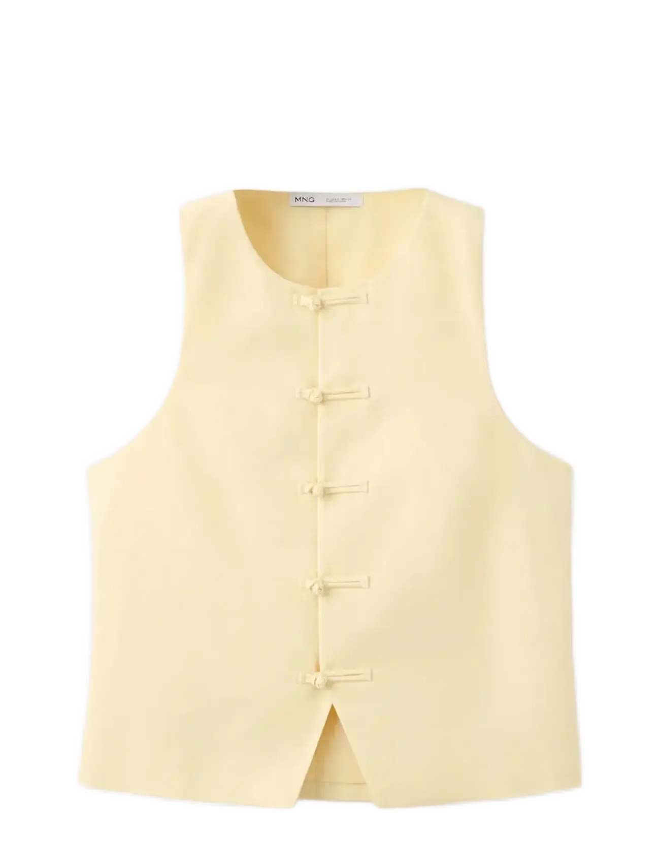 MANGO Linen Toggle Weste Gelb - S - Damen