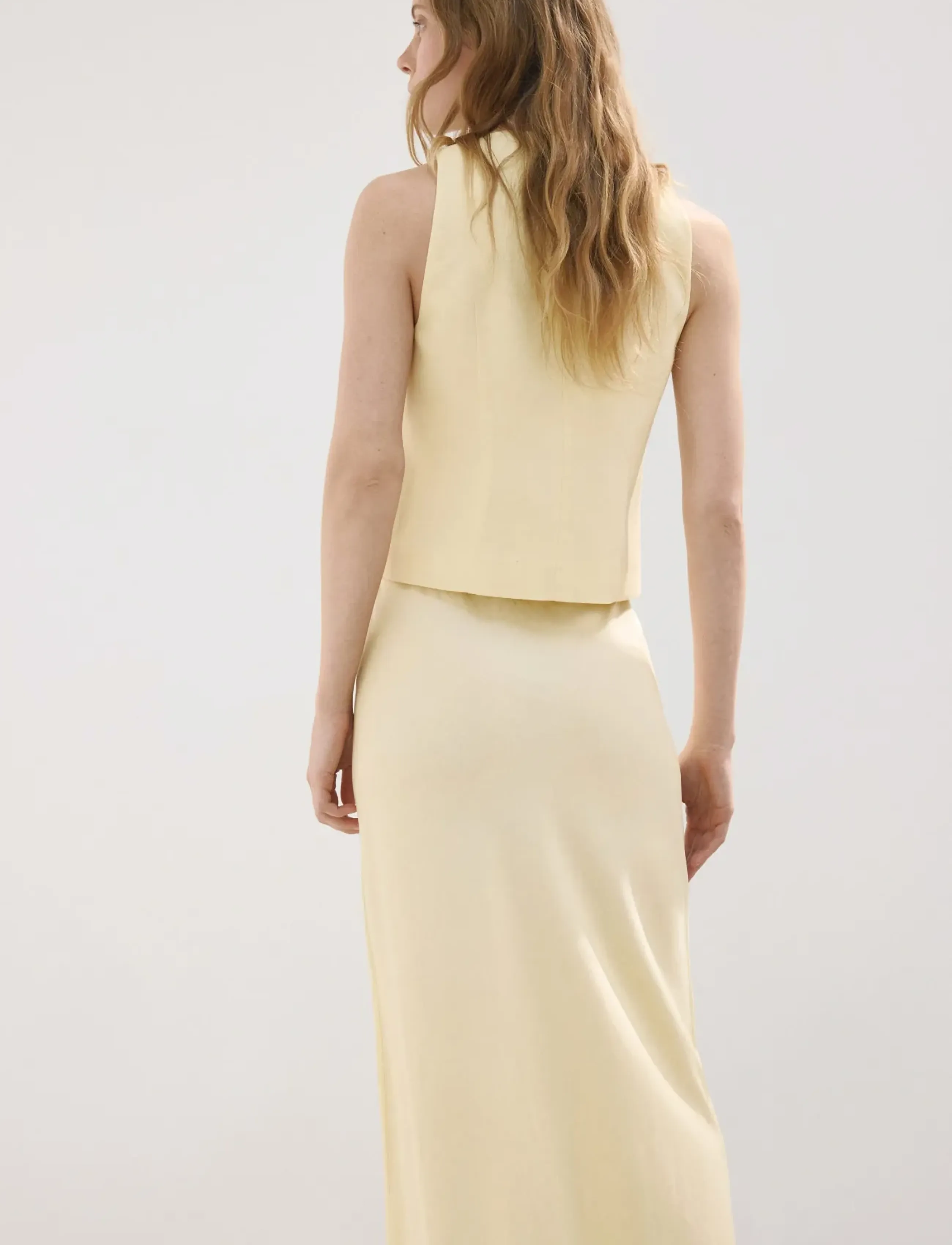 Mango - Linen toggle waistcoat - tanktops - yellow - 2
