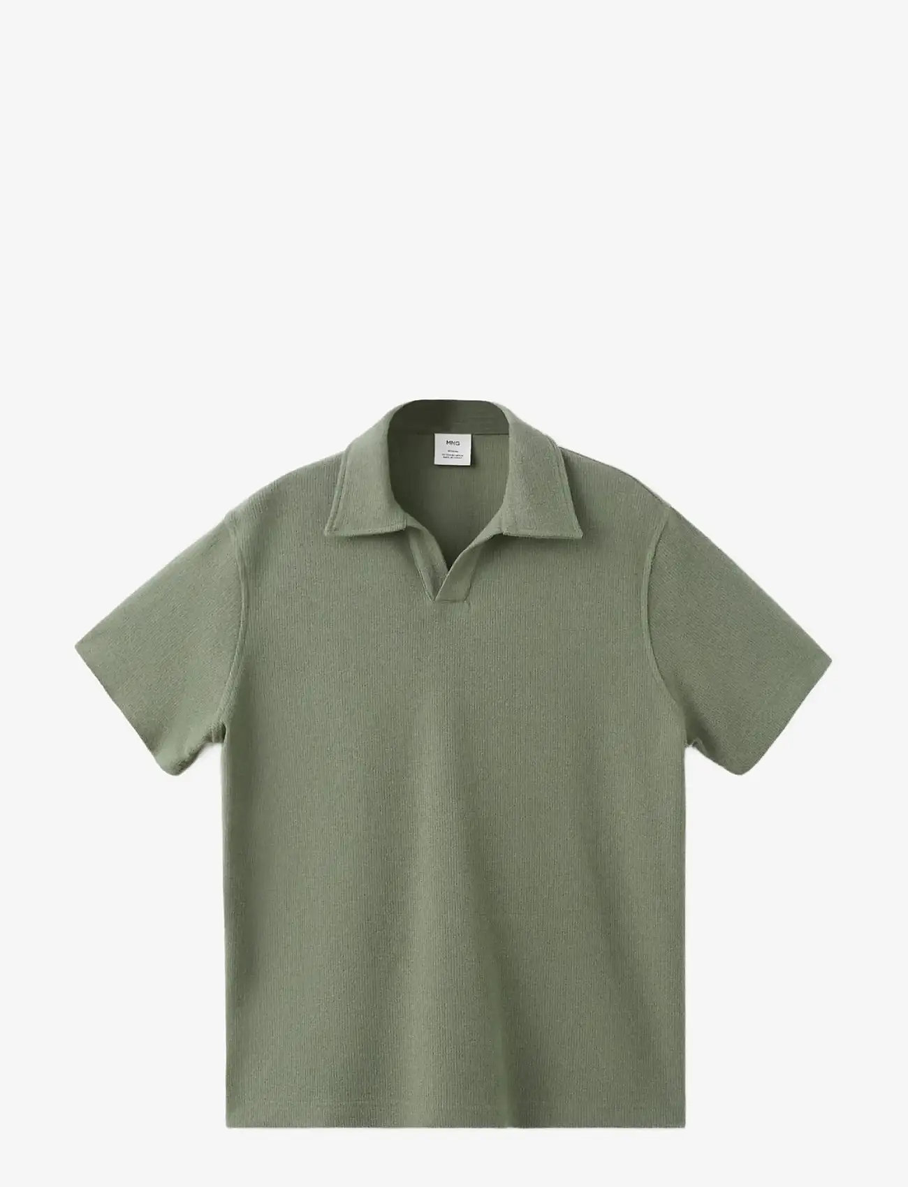 Mango - Regular-fit textured polo shirt - polostrik - medium green - 1