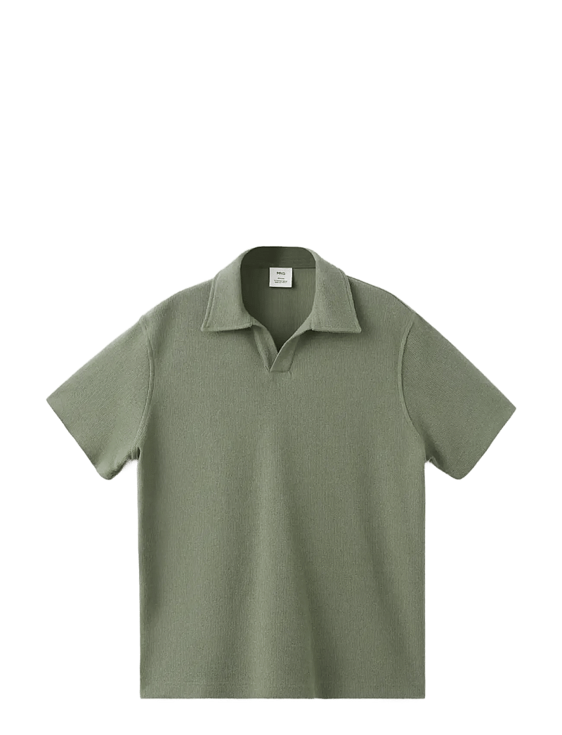 Mango - Regular-fit textured polo shirt - polostrik - medium green - 1
