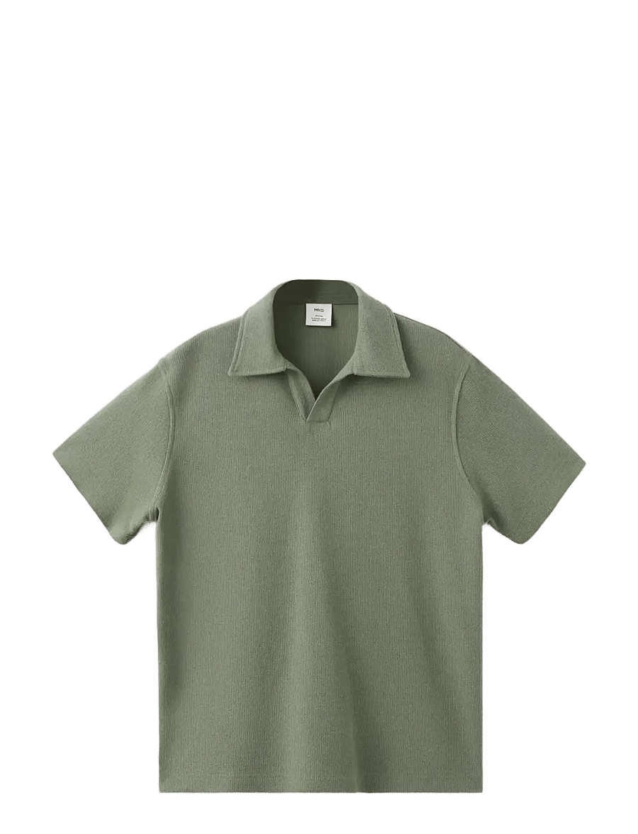 Mango - Regular-fit textured polo shirt - stickade pikéer - medium green - 1