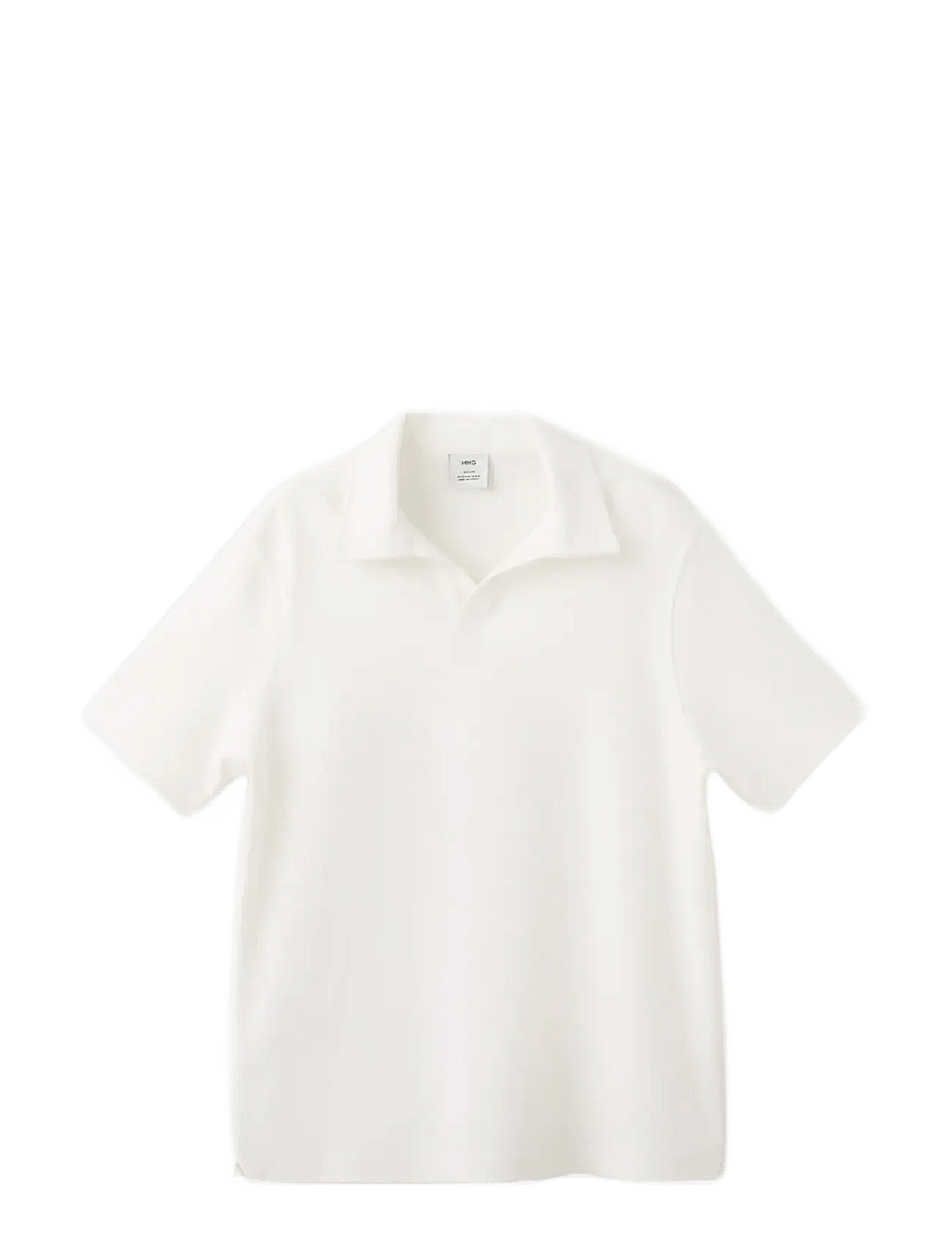 Mango - Regular-fit textured polo shirt - stickade pikéer - white - 1