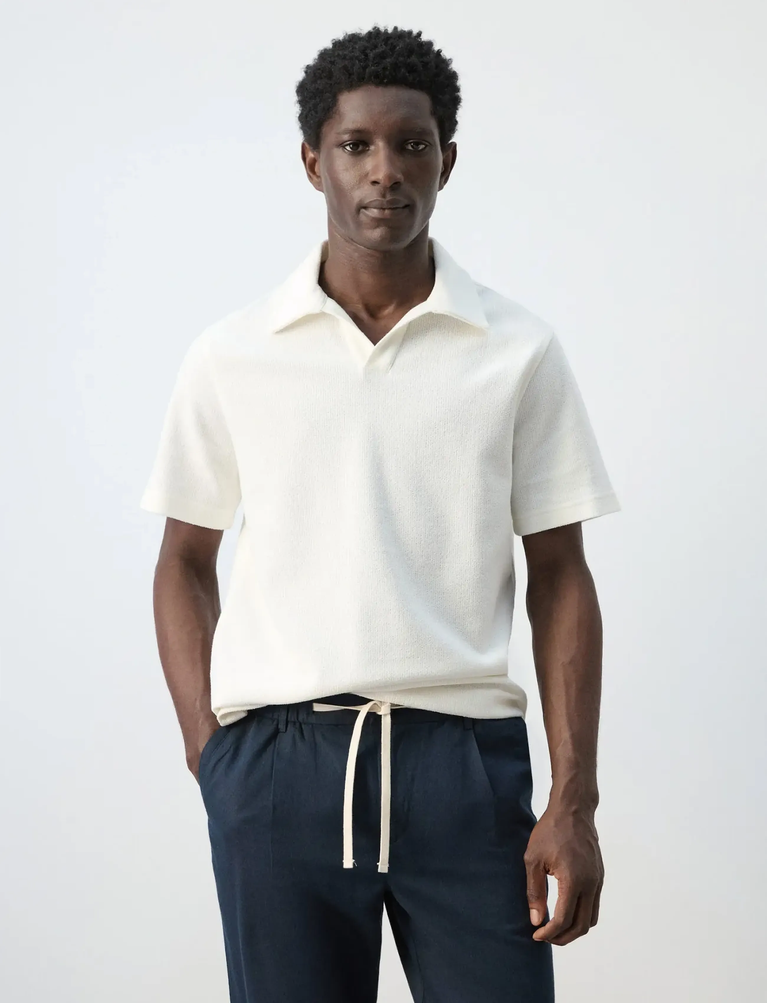 Mango Regular-fit textured polo shirt - Poloshirts - WHITE / cream