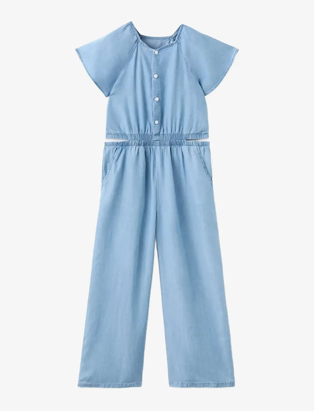 Mango - Lyocell jumpsuit with slit details - buksedragter - open blue - 0