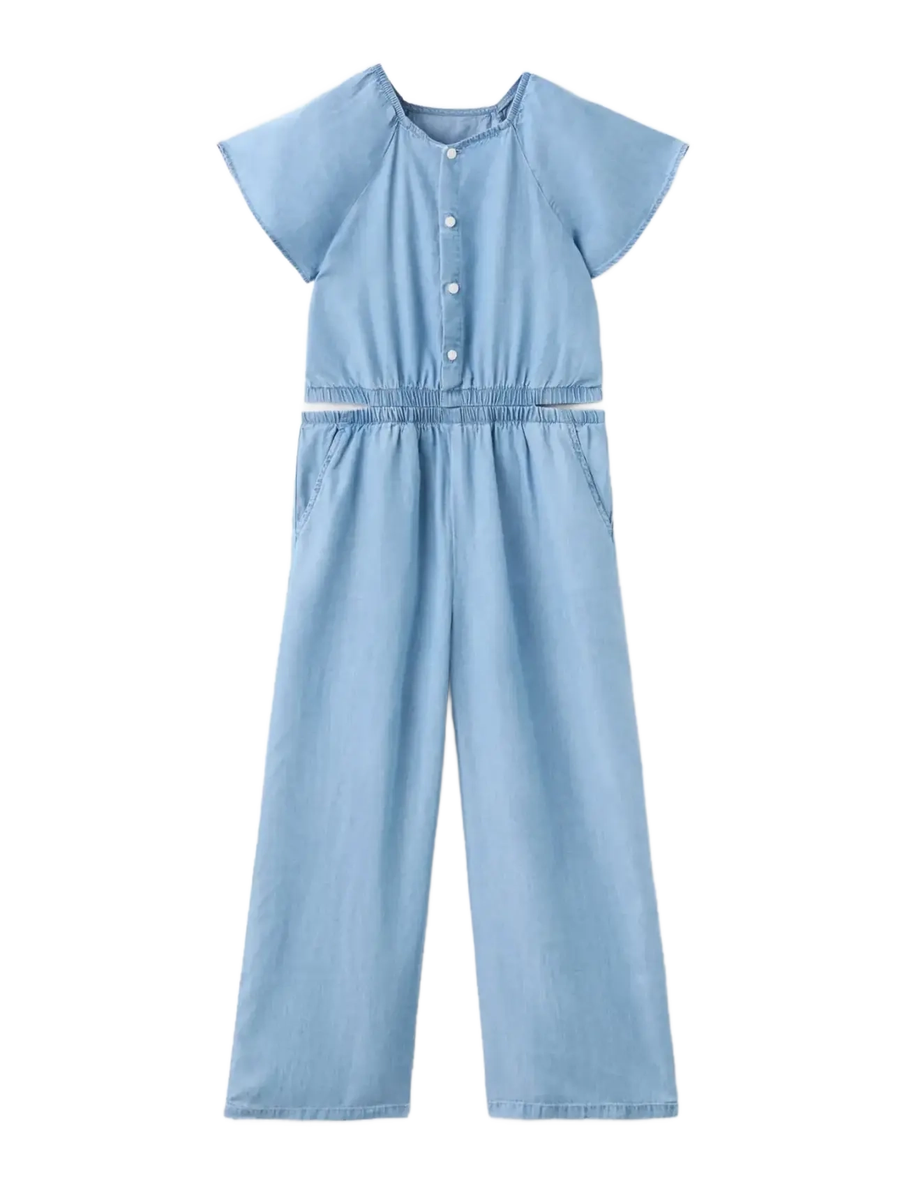 Mango Lyocell jumpsuit with slit details - Byxdress - OPEN BLUE / blue