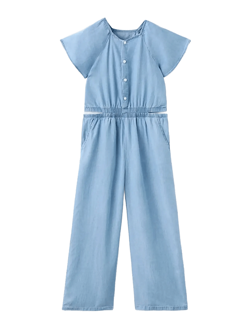 Mango - Lyocell jumpsuit with slit details - buksedragter - open blue - 0