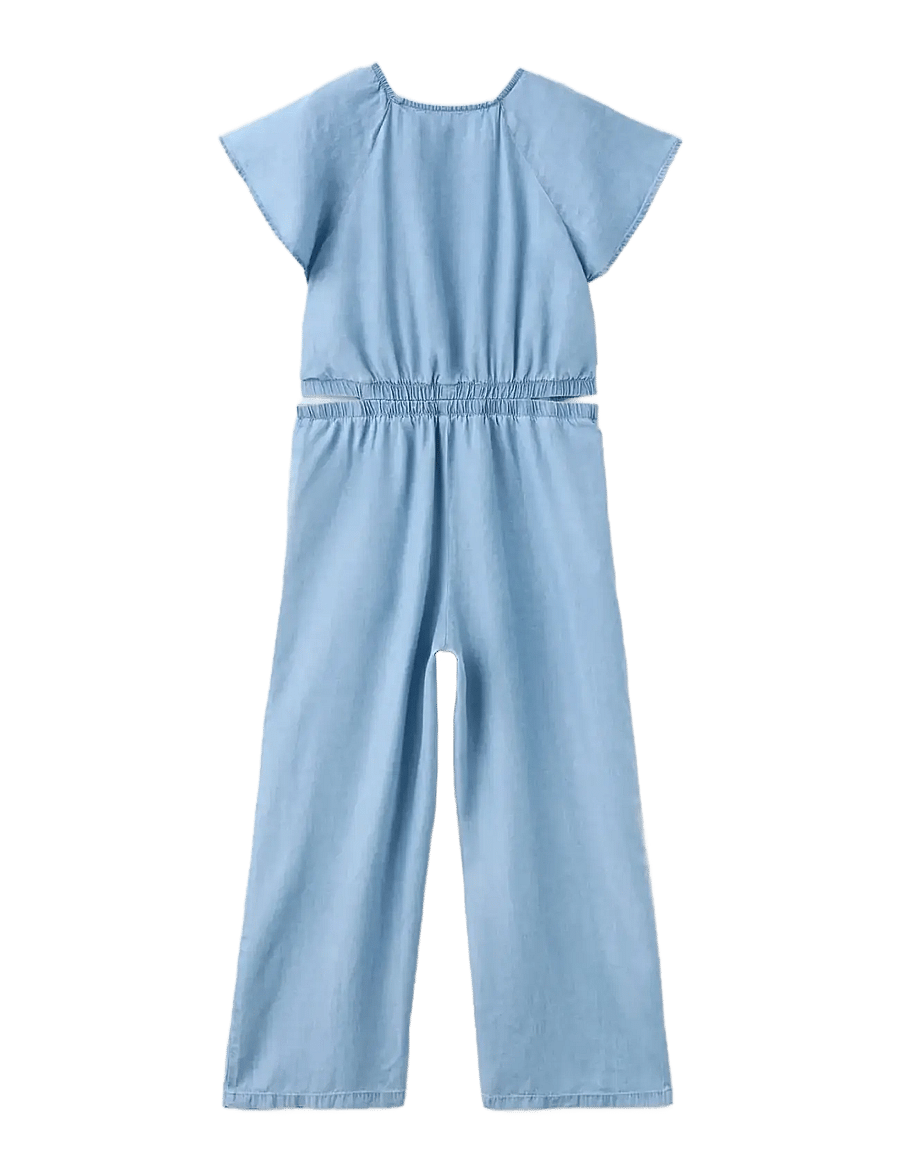 Mango - Lyocell jumpsuit with slit details - byxdress - open blue - 1