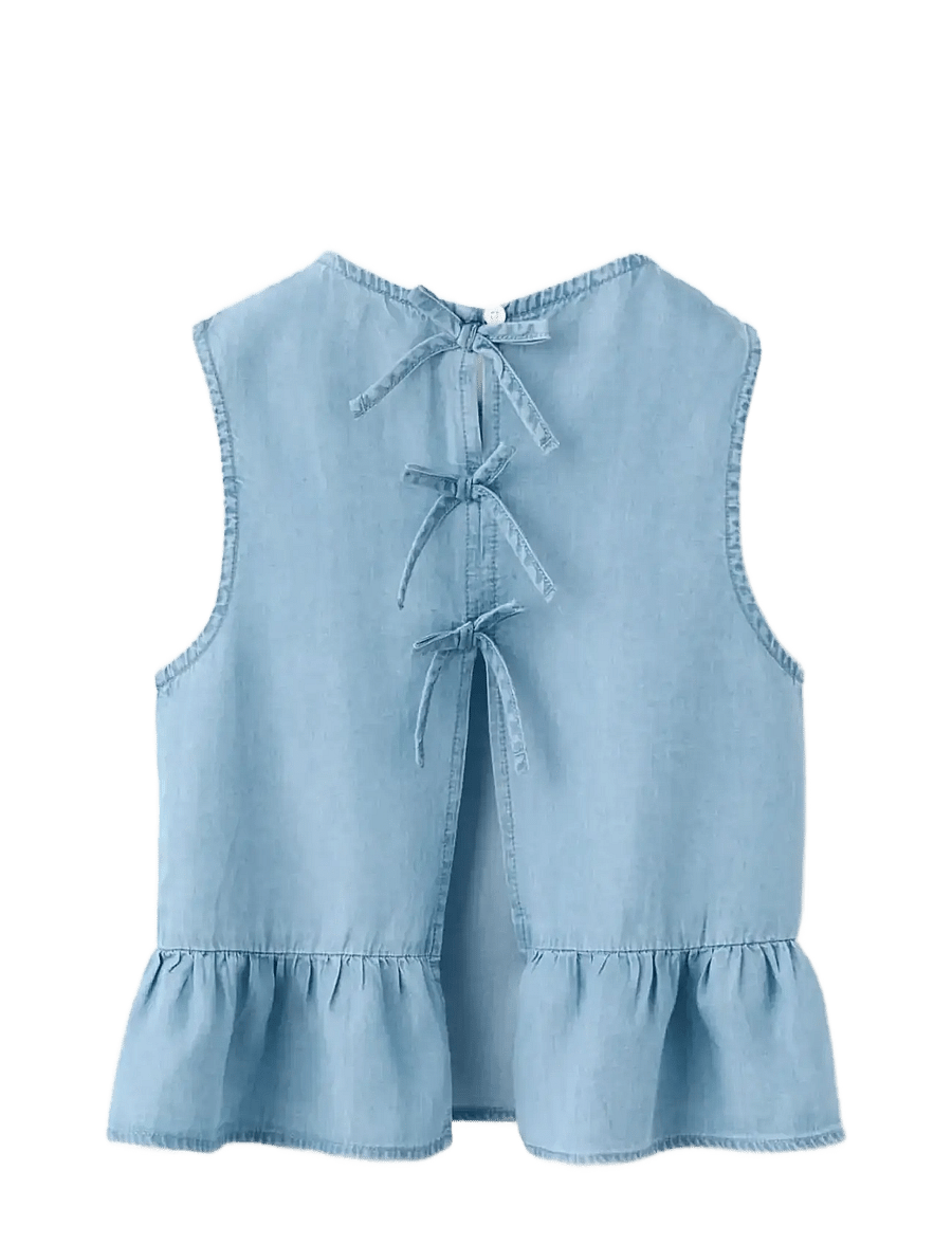 Mango - Lyocell bow blouse - blusar & tunikor - open blue - 1
