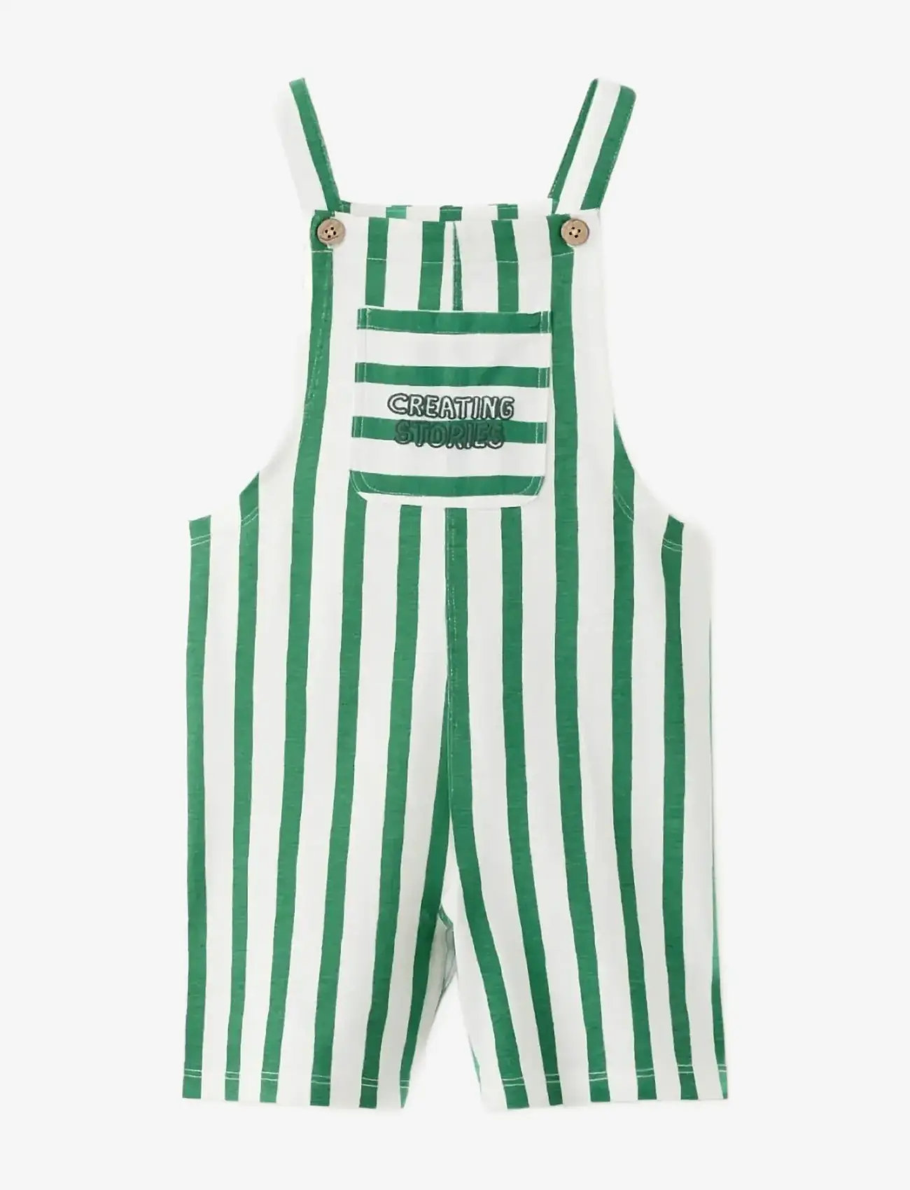 Mango - Striped dungarees with print detail - buksedragter - green - 0