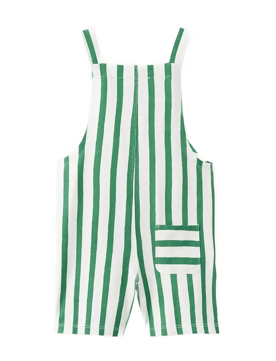 Mango - Striped dungarees with print detail - buksedragter - green - 1
