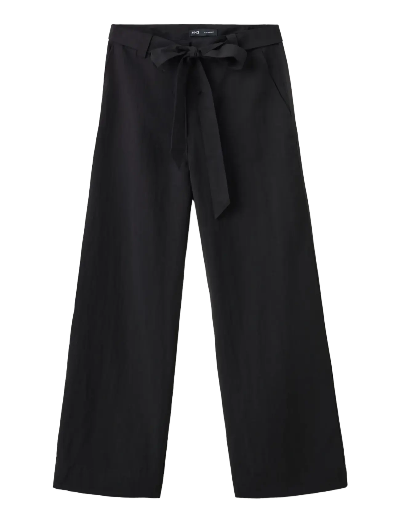 Mango - Lyocell trousers with belt - bukser med lige ben - black - 1