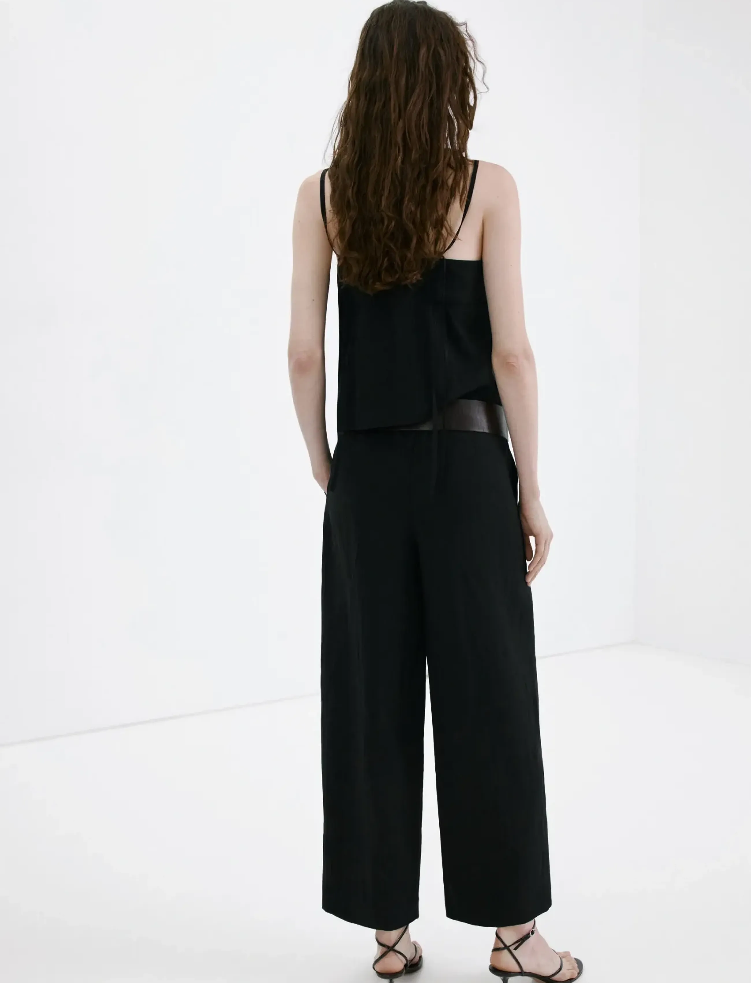 Mango - Lyocell trousers with belt - bukser med lige ben - black - 2