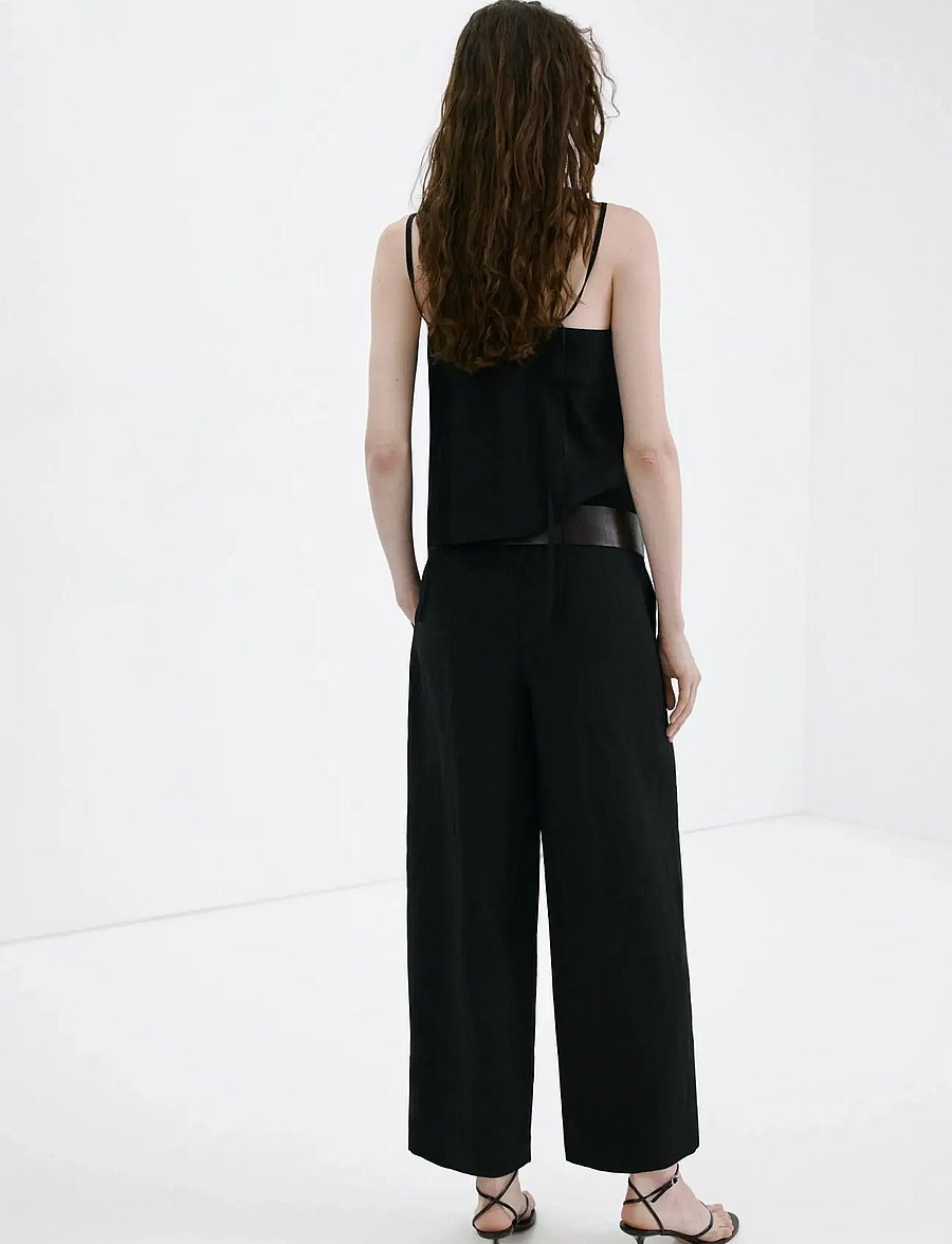 Mango - Lyocell trousers with belt - bukser med lige ben - black - 2