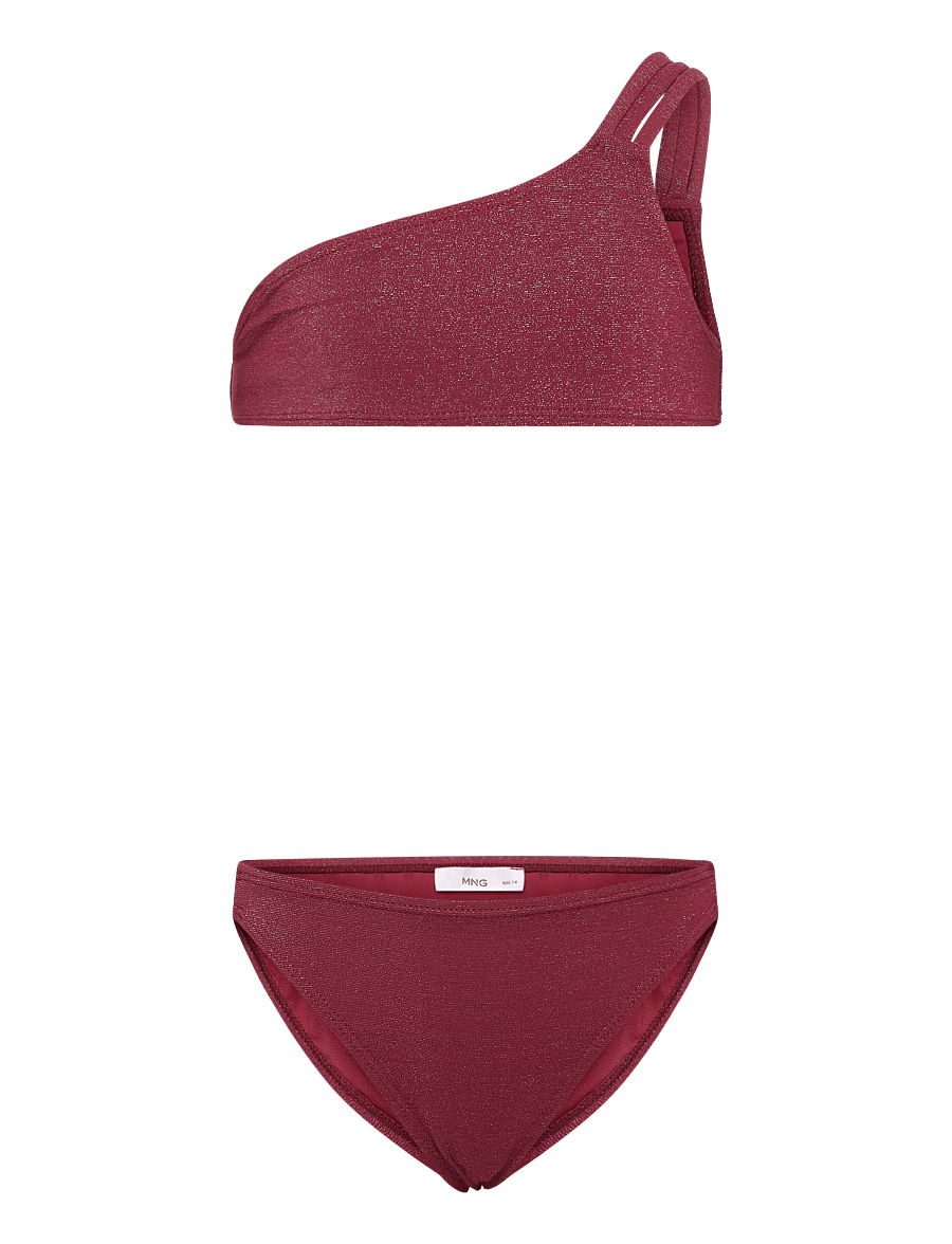 Mango - Asymmetric shimmer bikini - bikinis - dark red - 0