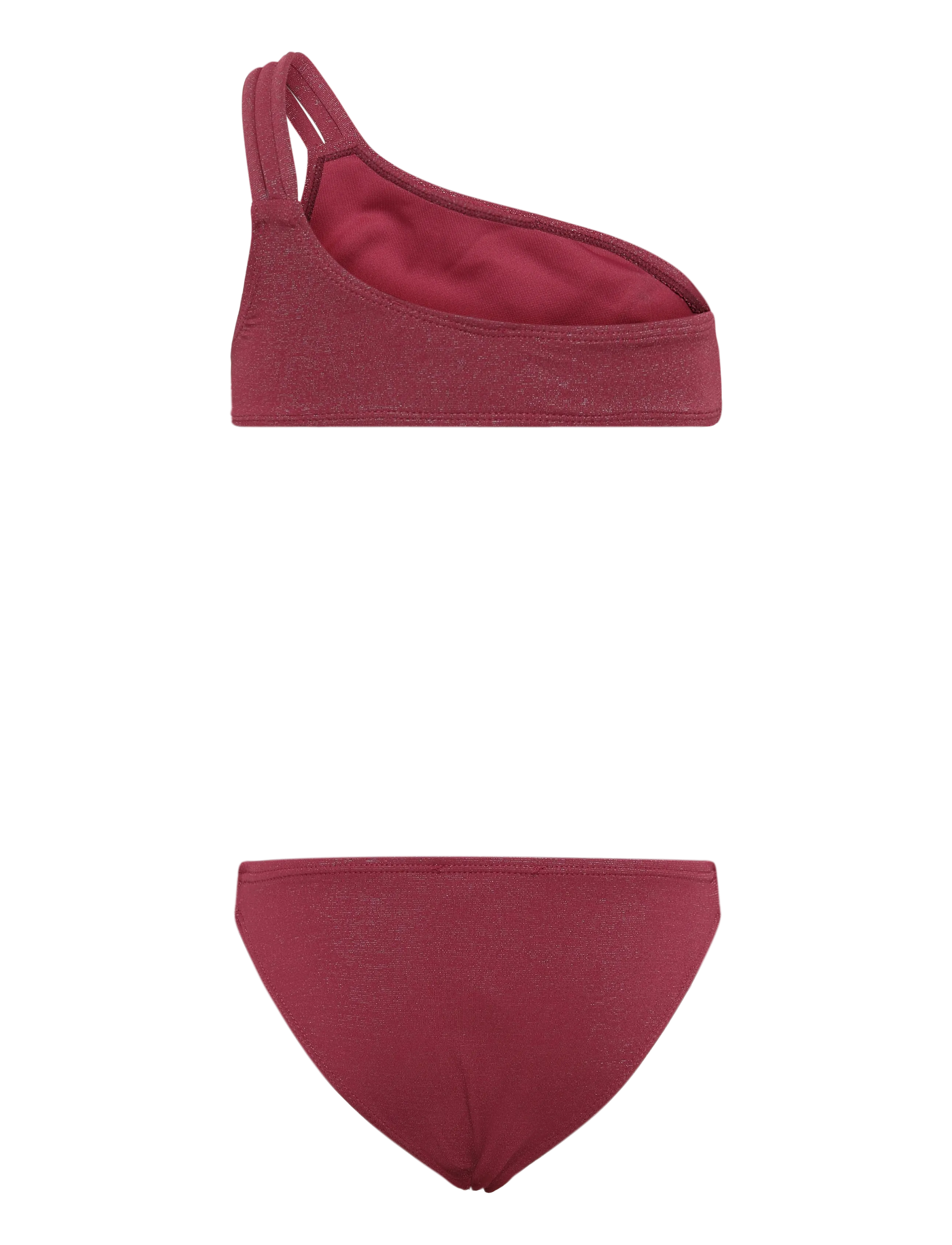 Mango - Asymmetric shimmer bikini - dark red - 1