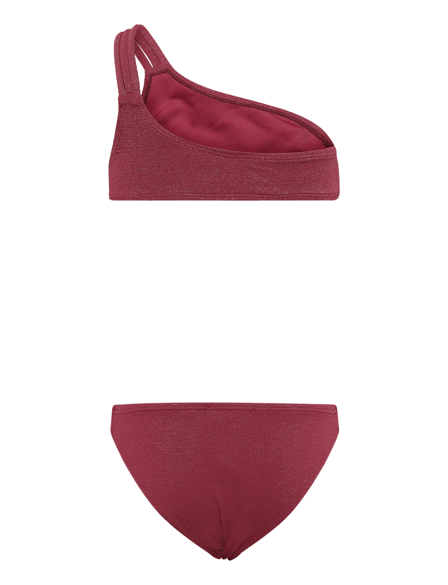 Mango - Asymmetric shimmer bikini - bikinis - dark red - 1