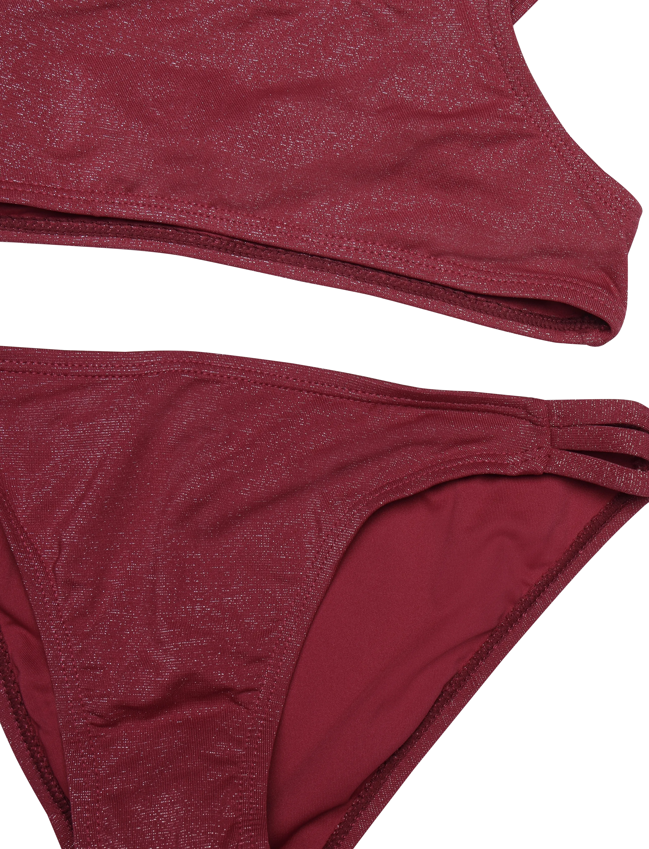 Mango - Asymmetric shimmer bikini - dark red - 2
