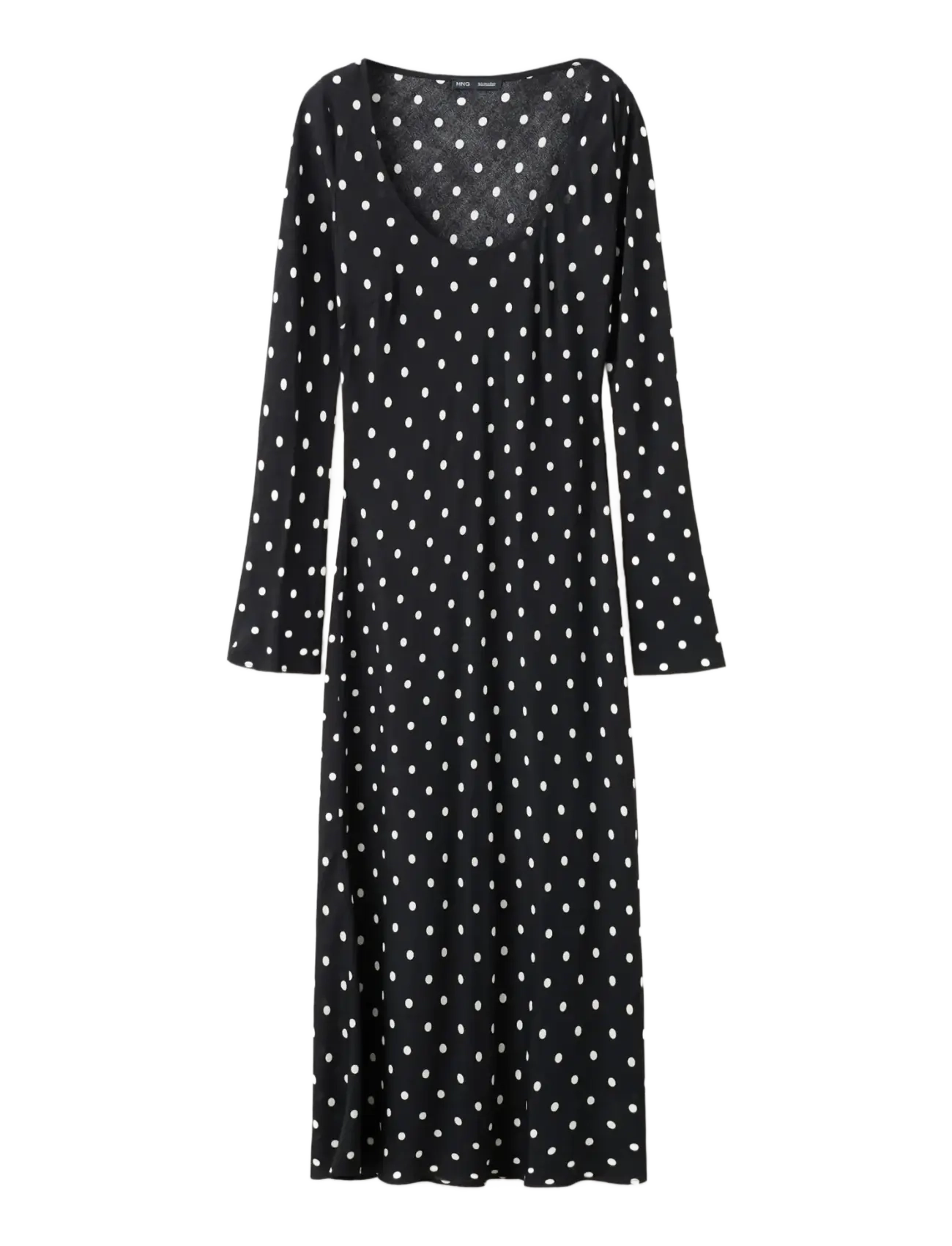 Mango - Long sleeve polka dot dress - festkjoler - black - 1