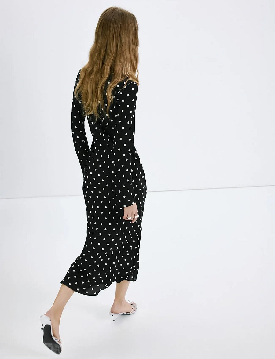 Mango - Long sleeve polka dot dress - festkjoler - black - 2