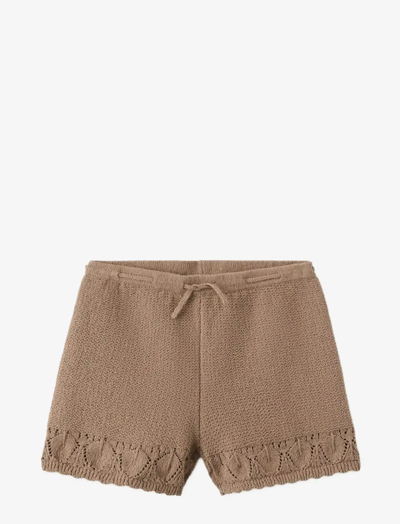Mango - Crochet shorts with scalloped details - casual shorts - brown - 0