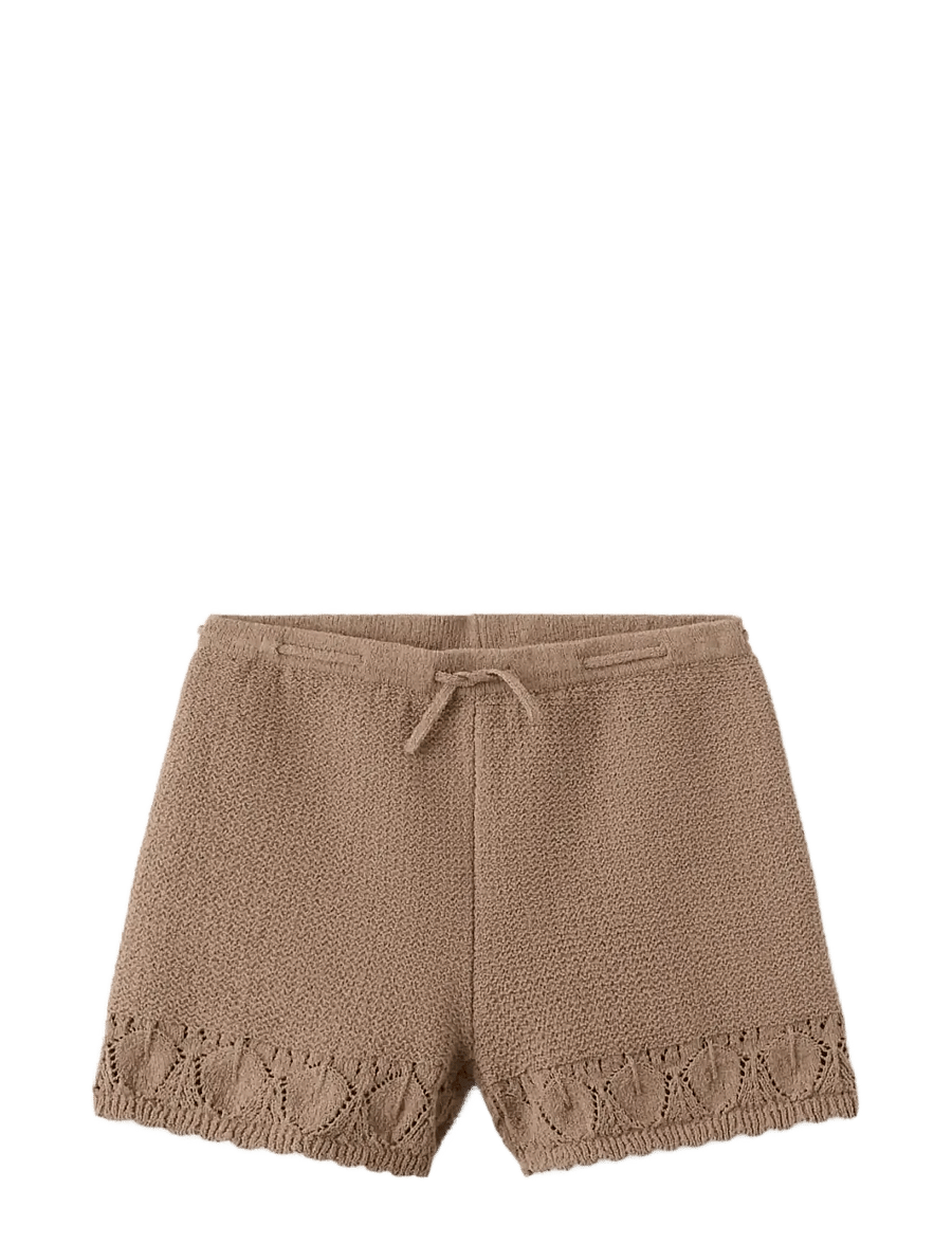 Mango - Crochet shorts with scalloped details - casual shorts - brown - 0