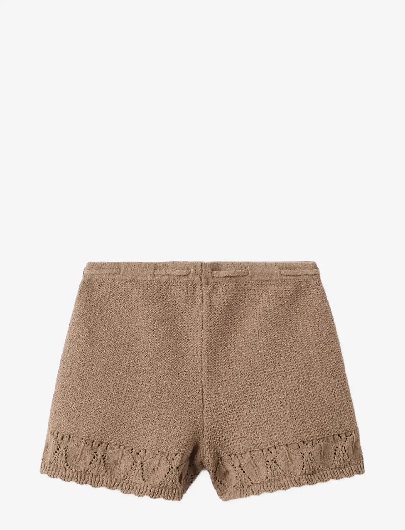 Mango - Crochet shorts with scalloped details - casual shorts - brown - 1