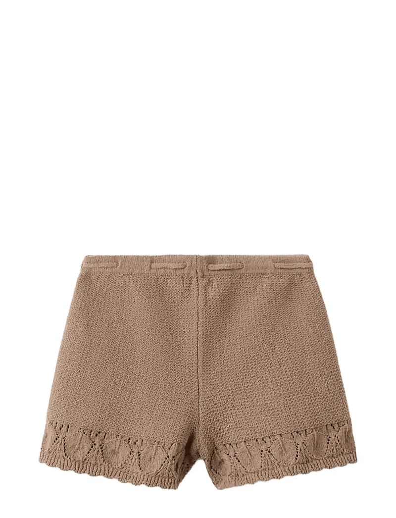 Mango - Crochet shorts with scalloped details - casual shorts - brown - 1