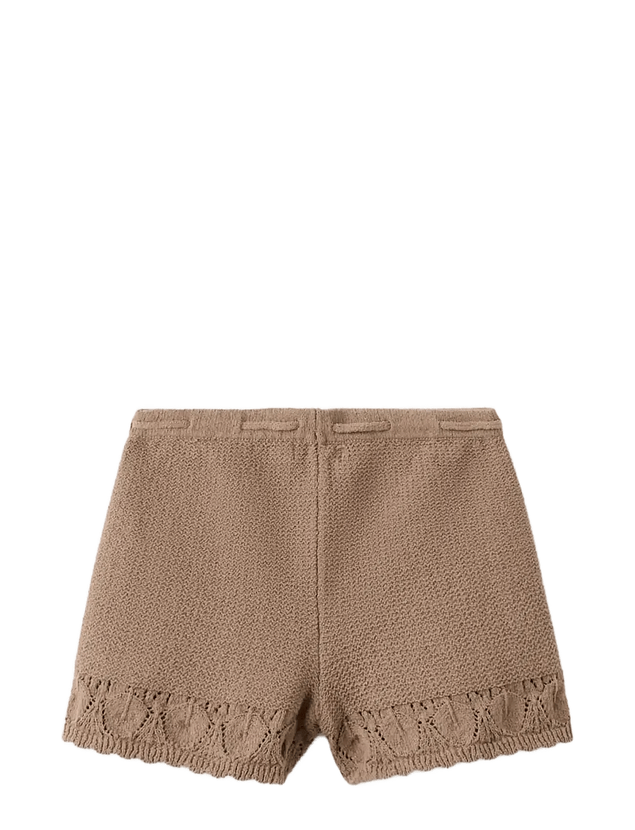 Mango - Crochet shorts with scalloped details - casual shorts - brown - 1