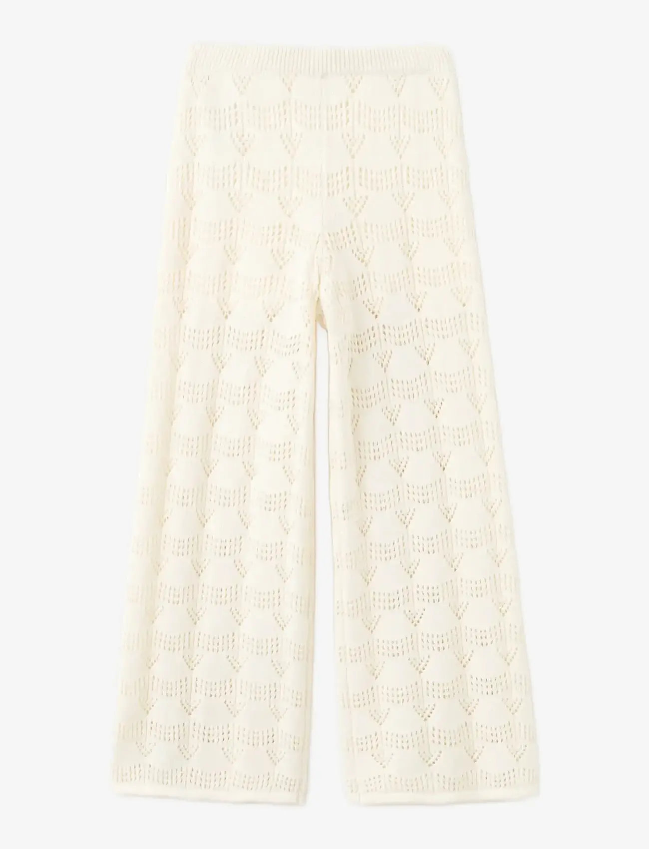 Mango - Openwork knit long trousers - housut - natural white - 0
