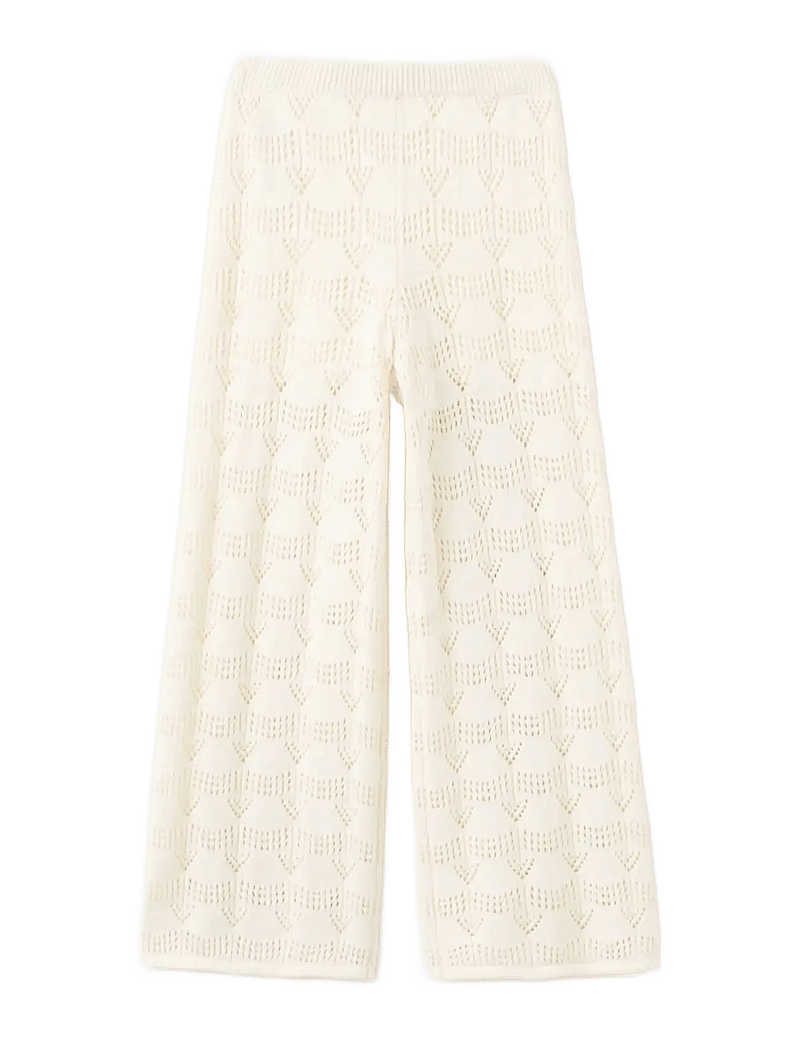 Mango - Openwork knit long trousers - housut - natural white - 0