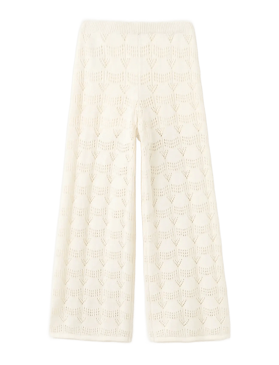 Mango - Openwork knit long trousers - byxor - natural white - 0