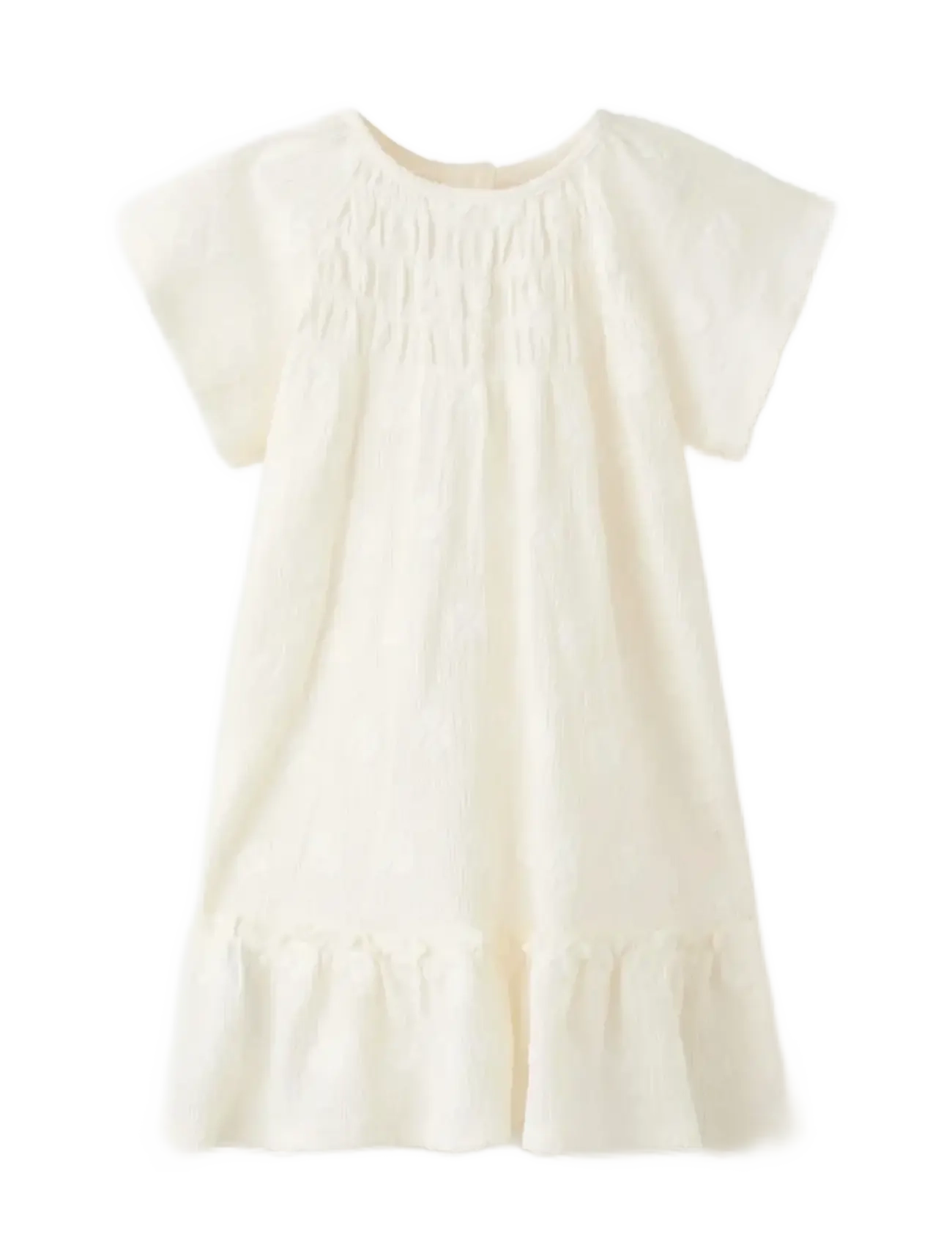 Mango Flowy Dress With Embroidered Details, 18-24M, Baby Dresses, Creme - Short-sleeved Kinder