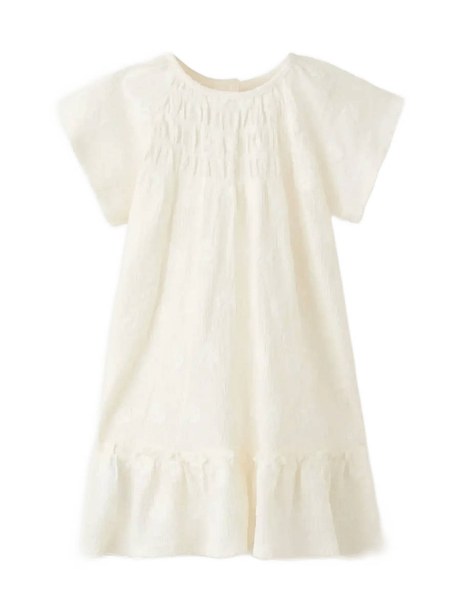 Mango - Flowy dress with embroidered details - kortærmede babykjoler - natural white - 0