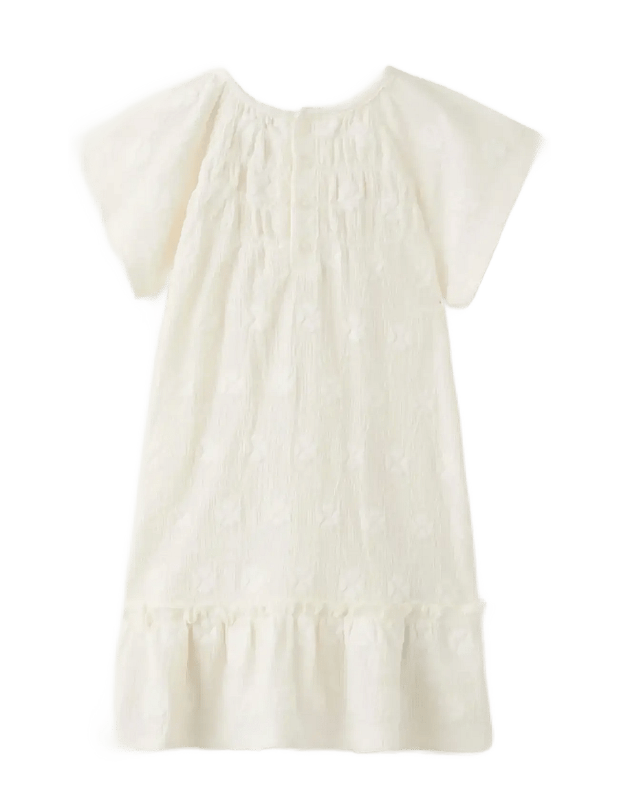 Mango - Flowy dress with embroidered details - kortærmede babykjoler - natural white - 1