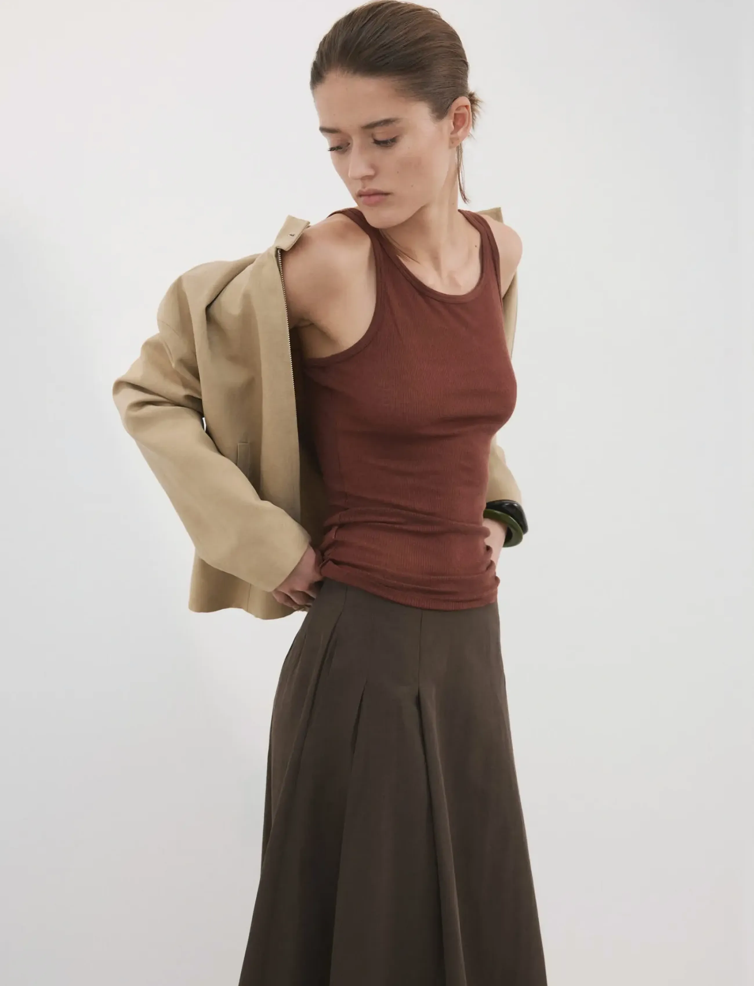 Mango - Flared midi-skirt - midi nederdele - dark brown - 2