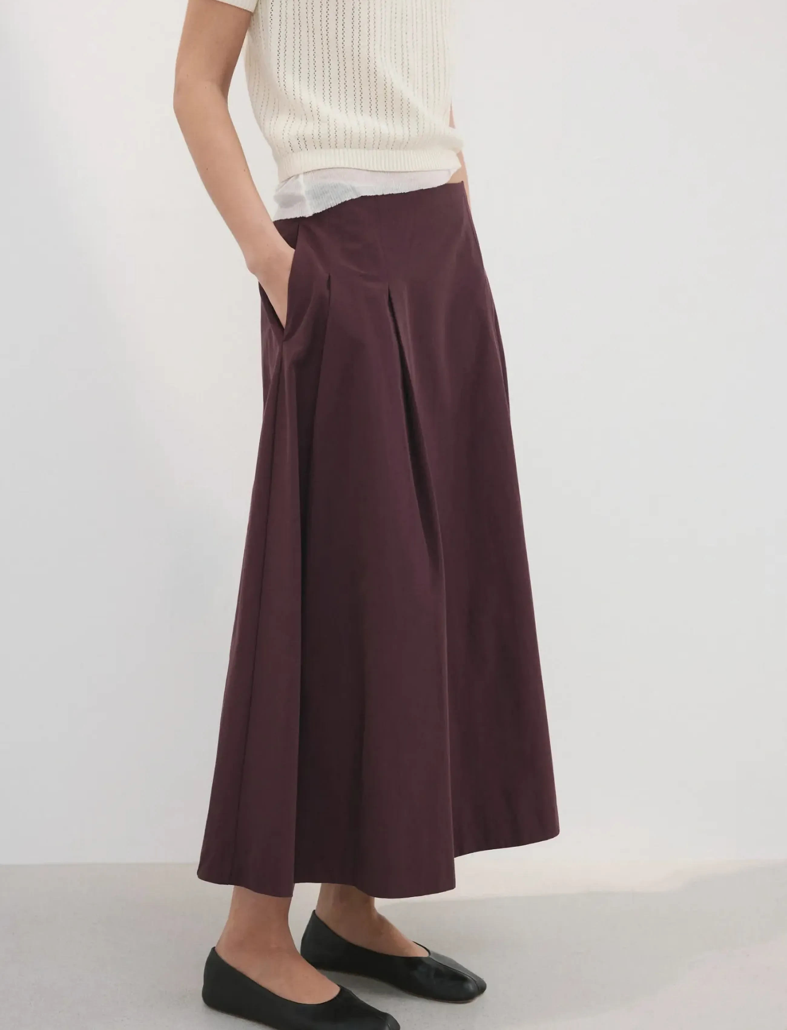 Mango Flared midi-skirt - Kläder - DARK RED / burgundy