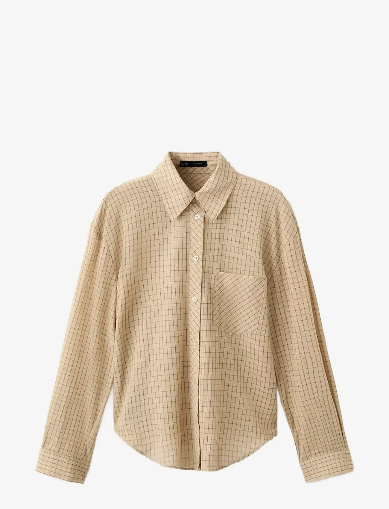 Mango - 100% cotton checked shirt - langærmede skjorter - brown - 1