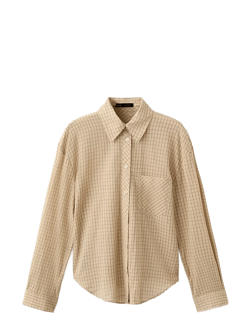Mango - 100% cotton checked shirt - langærmede skjorter - brown - 1