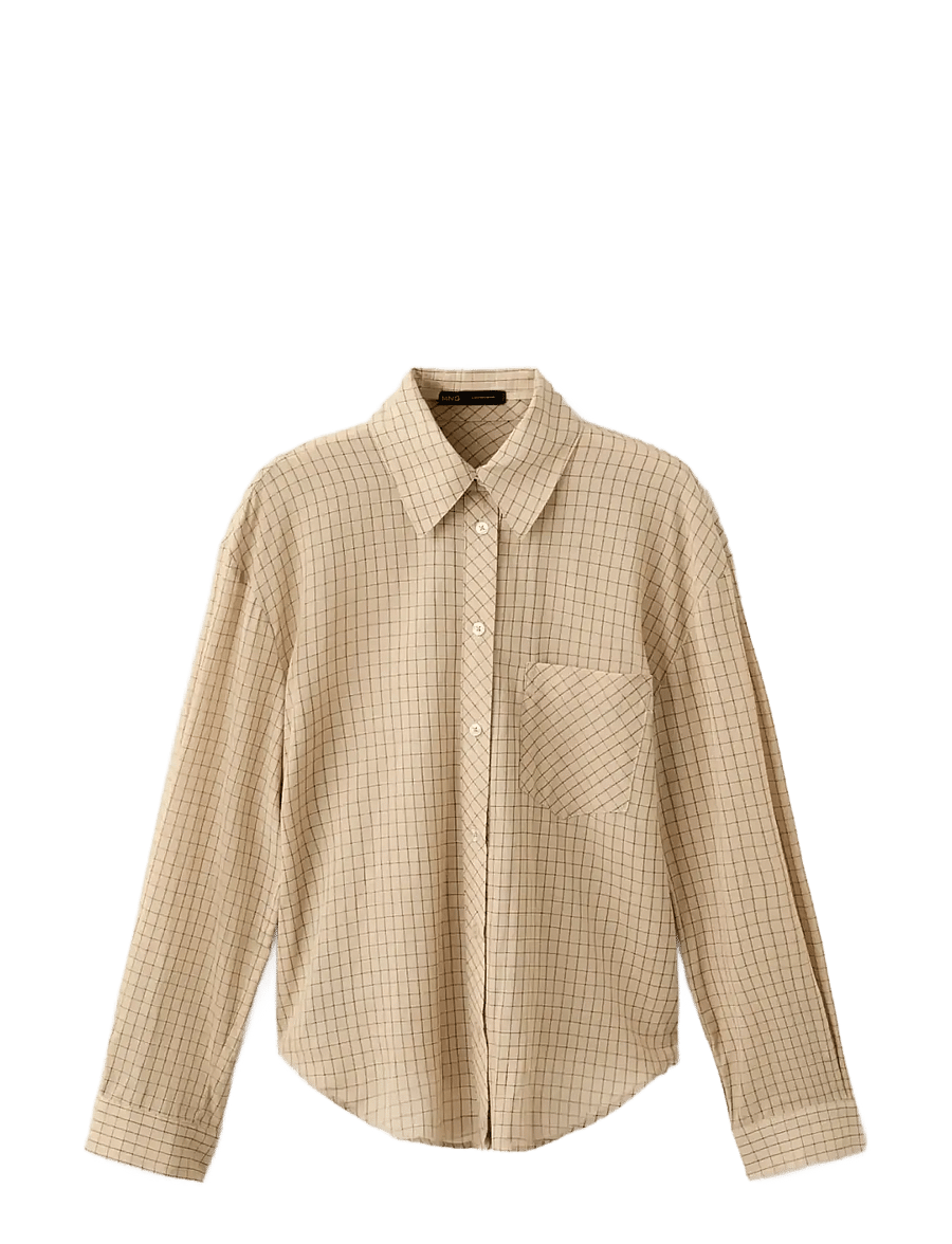 Mango - 100% cotton checked shirt - langærmede skjorter - brown - 1