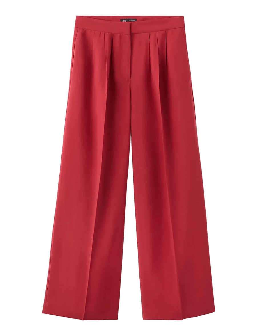 Mango - Straight lyocell trousers - raka byxor - red - 0