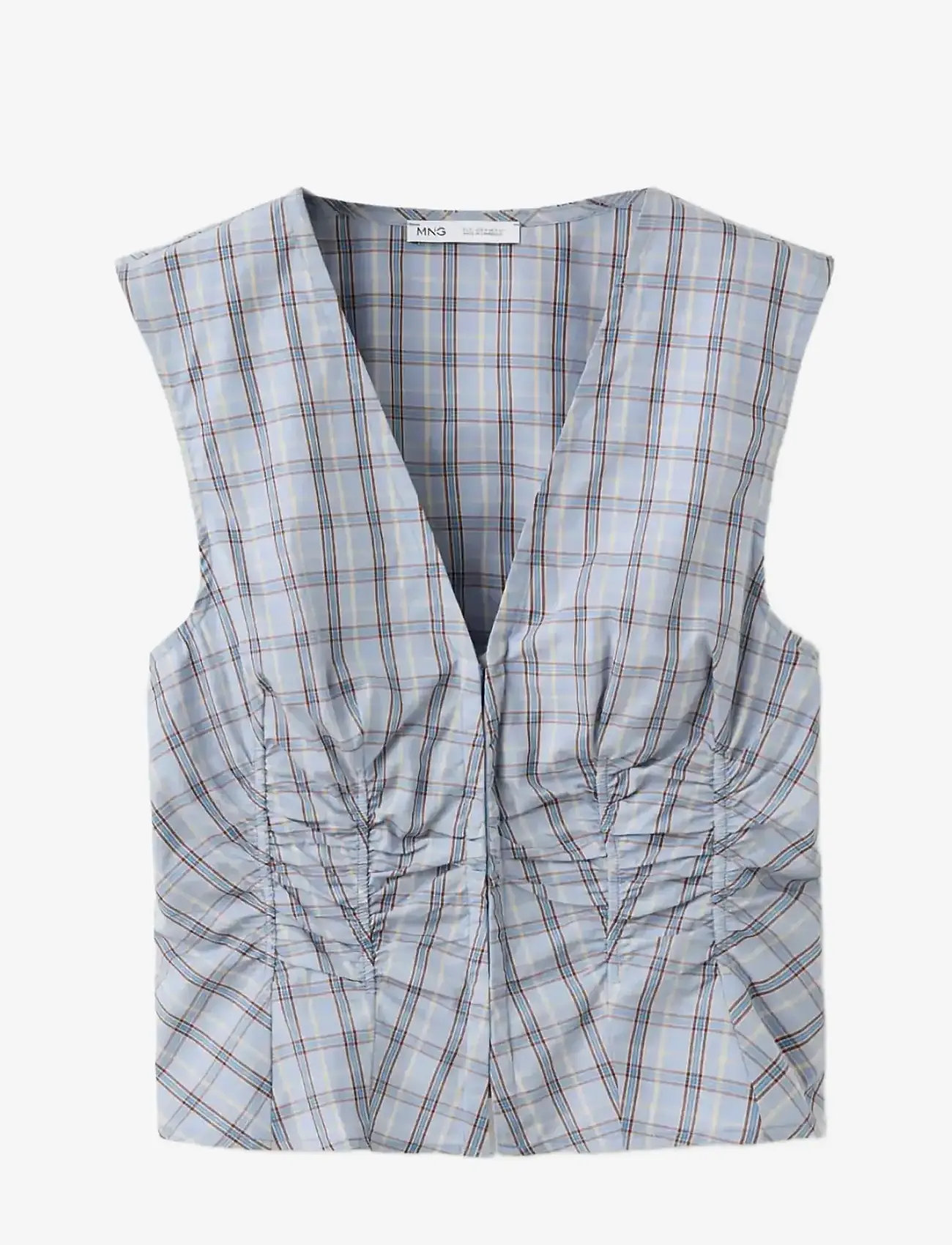Mango - Ruched detail striped blouse - Ärmlösa blusar - medium blue - 1