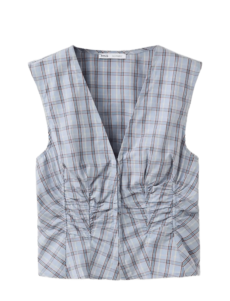 Mango - Ruched detail striped blouse - Ärmlösa blusar - medium blue - 1