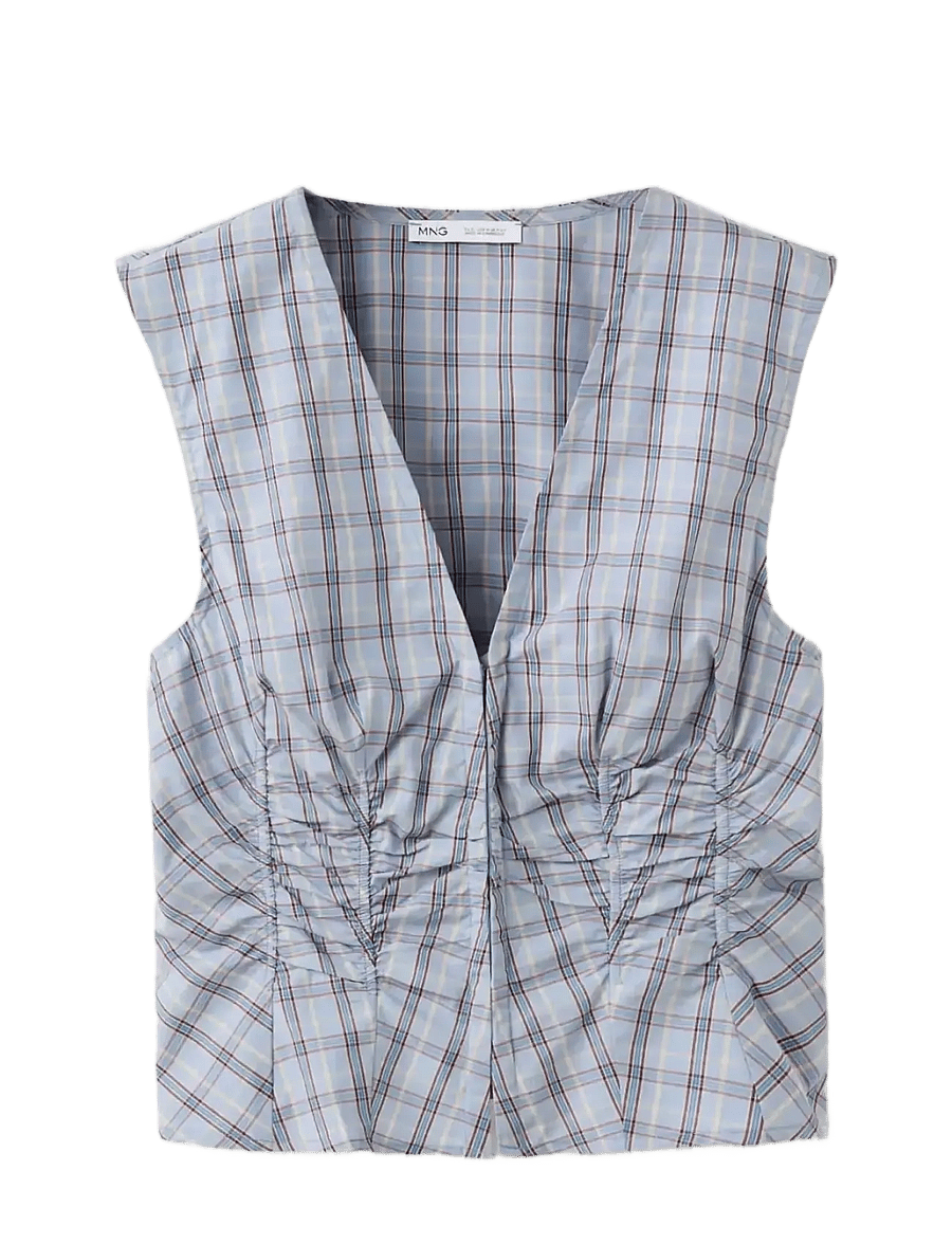 Mango - Ruched detail striped blouse - Ärmlösa blusar - medium blue - 1