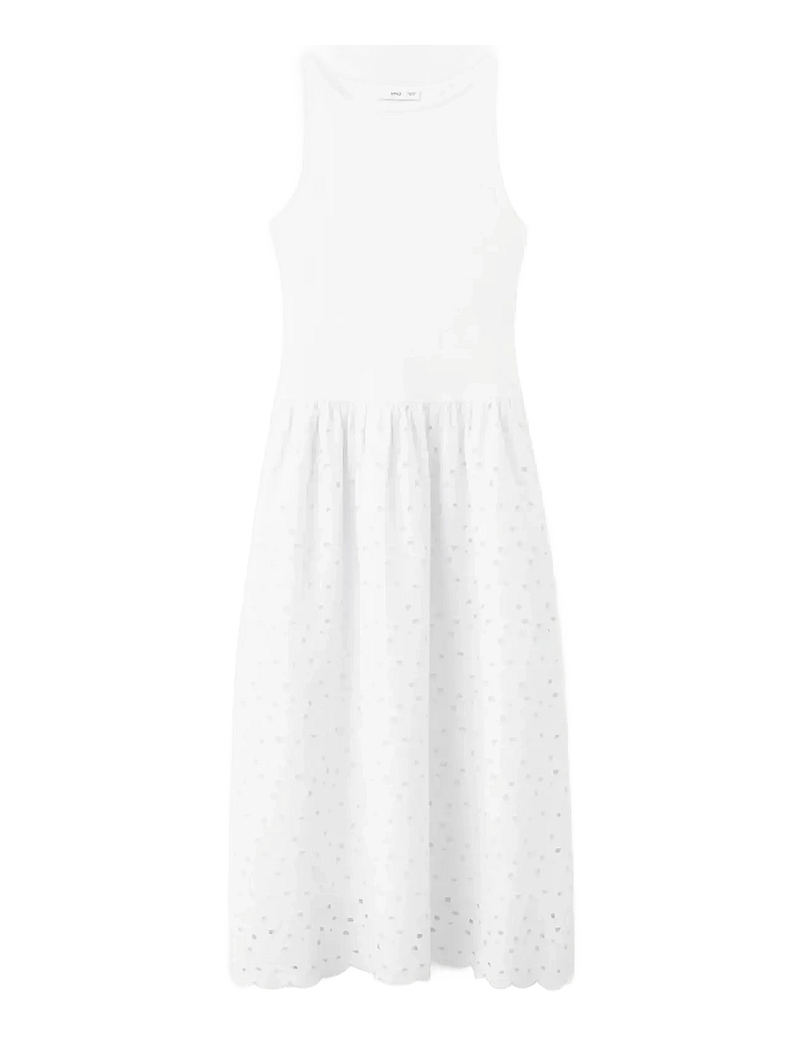 Mango - A-line dress with broderie anglaise embroidery - konfirmation - white - 1