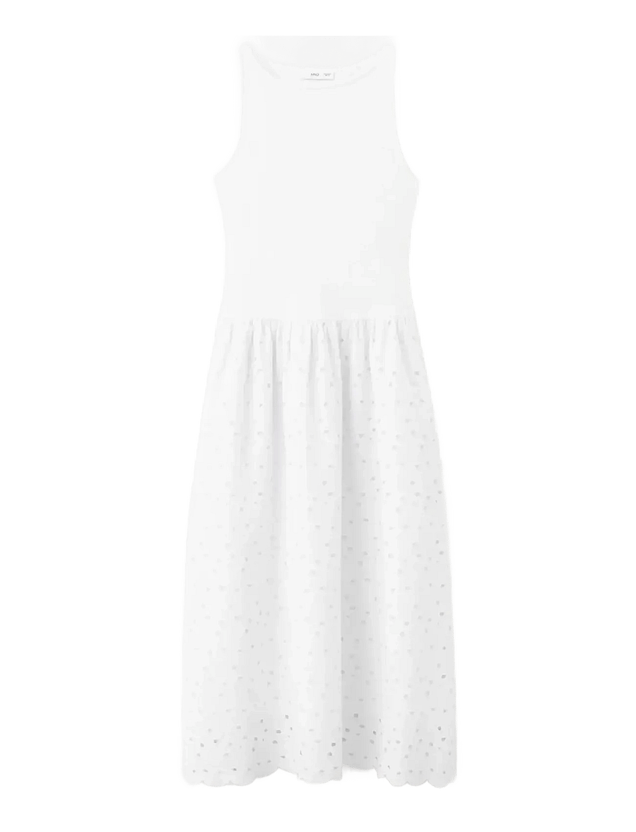 Mango - A-line dress with broderie anglaise embroidery - konfirmation - white - 1