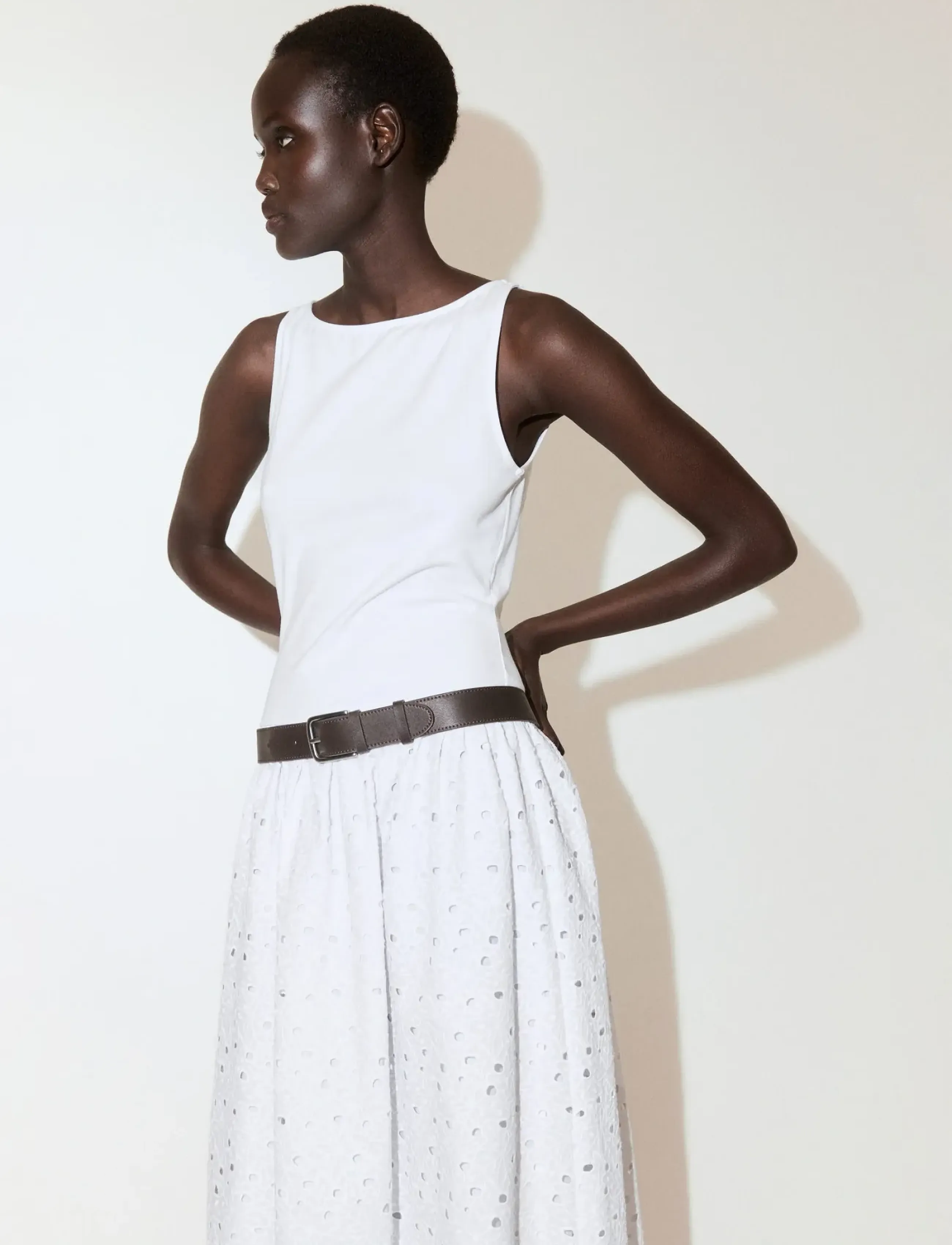 Mango A-Line Dress With Broderie Anglaise Embroidery, L, White, Kjoler > Knælange Og Midi, Dame