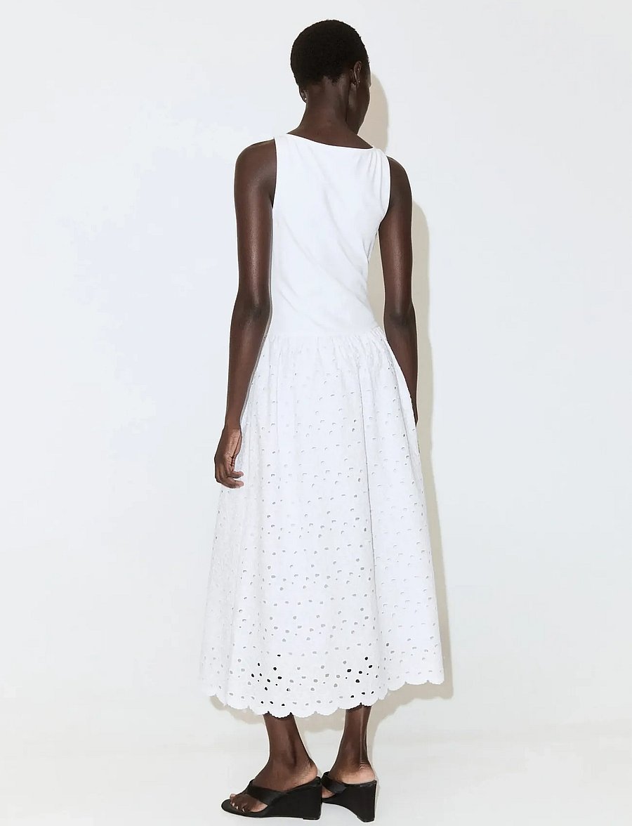 Mango - A-line dress with broderie anglaise embroidery - konfirmation - white - 2