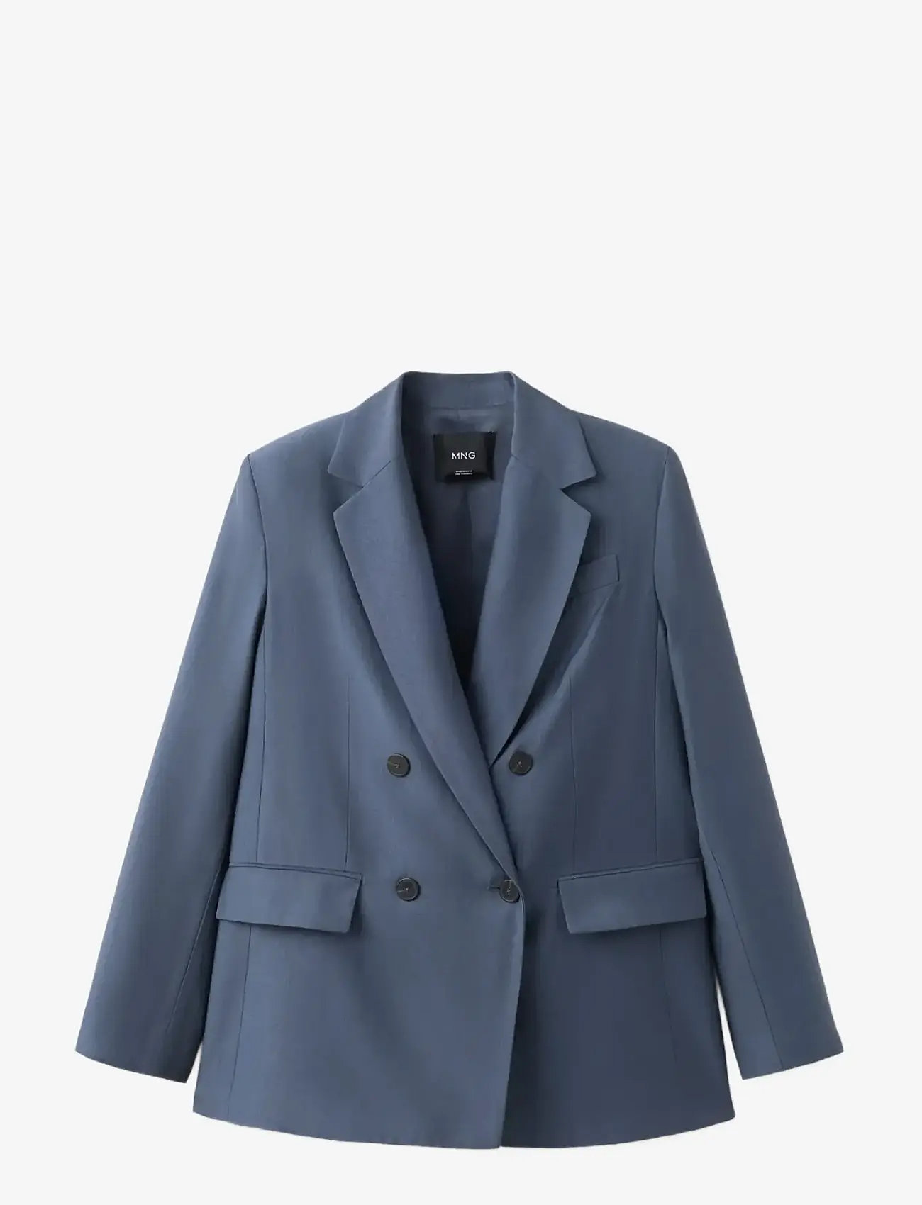 Mango - Straight-fit lyocell suit jacket - dobbeltradede blazere - medium blue - 1