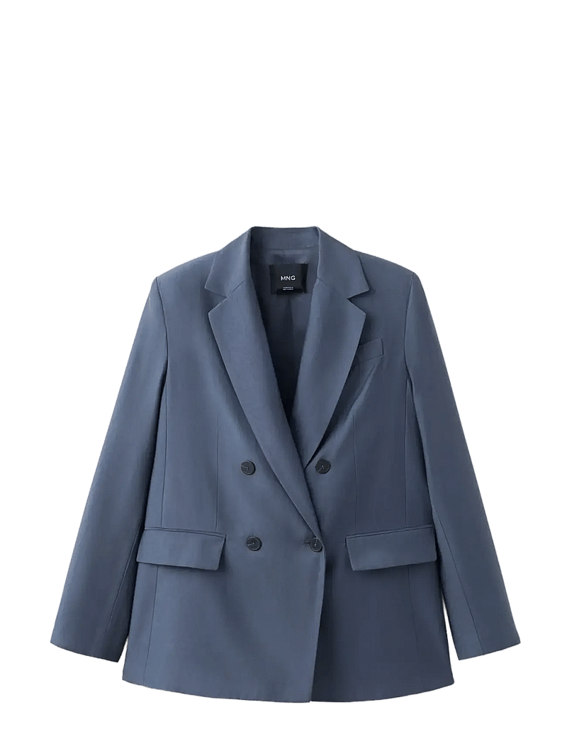 Mango - Straight-fit lyocell suit jacket - dobbeltradede blazere - medium blue - 1