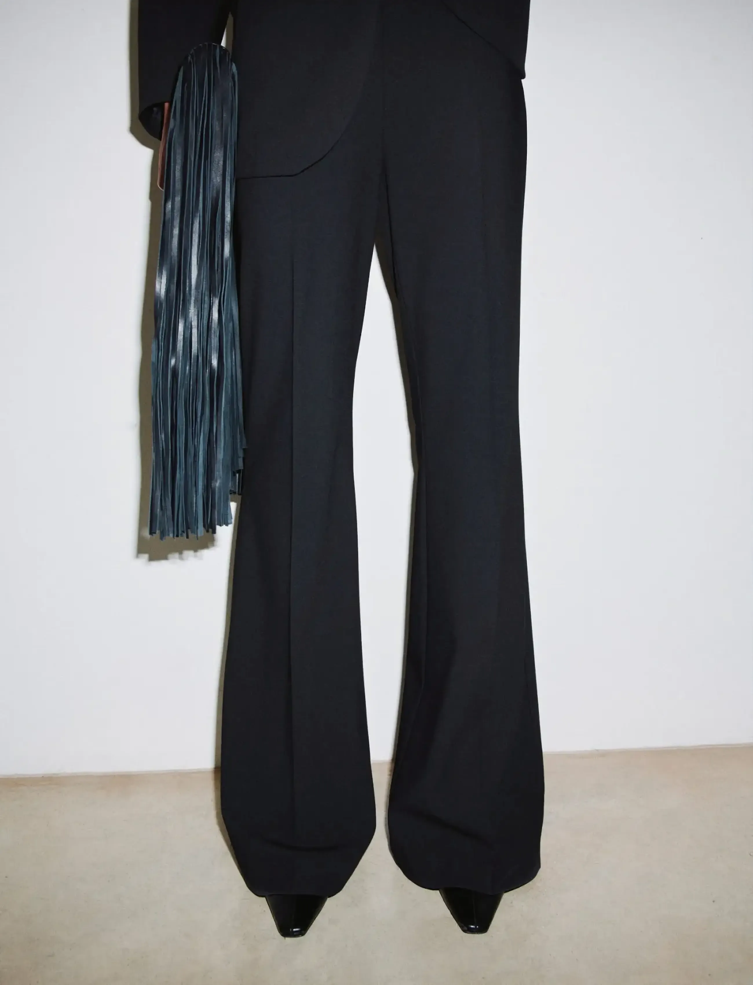 Mango Wide leg suit trousers - Transitional Layering - BLACK / black